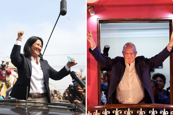 Afar litlu munaði á Fujimori og Kuczynski þegar talið var úr kjörkössunum.