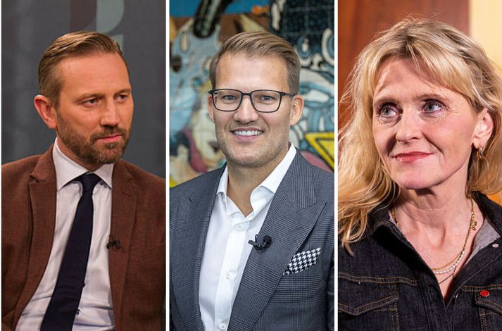 Einar Þorsteinsson, oddviti Framsóknar í Reykjavík og fyrrverandi borgarstjóri, Róbert Wessmann, forstjóri Alvotech, og Heiða Björg Hilmisdóttir, nýr borgarstjóri.