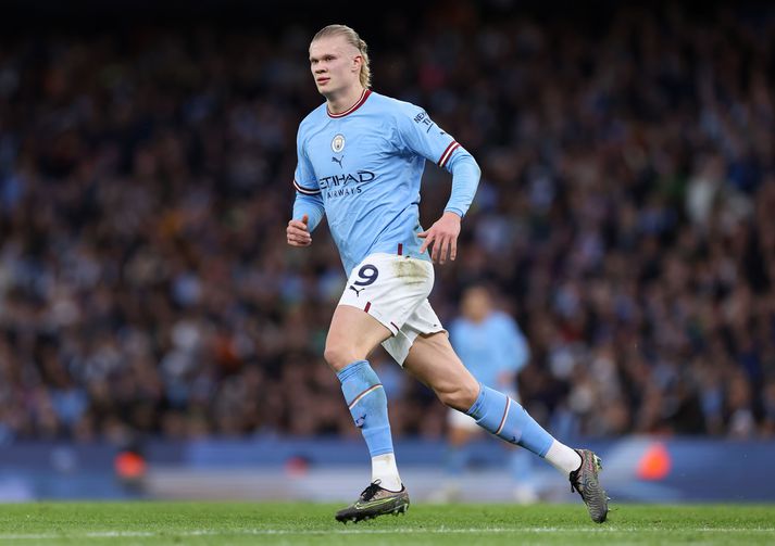 Erling Braut Haaland í leik með Manchester City í vetur.