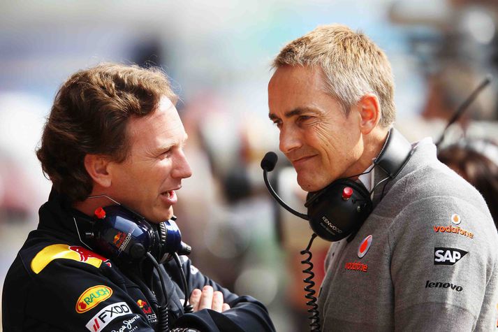 Christian Horner hjá meistaraliði Red Bull og Martin Whitmarsh ræða málin.