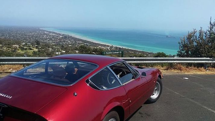 Ferrari Daytona bíllinn sem kveikt var í.