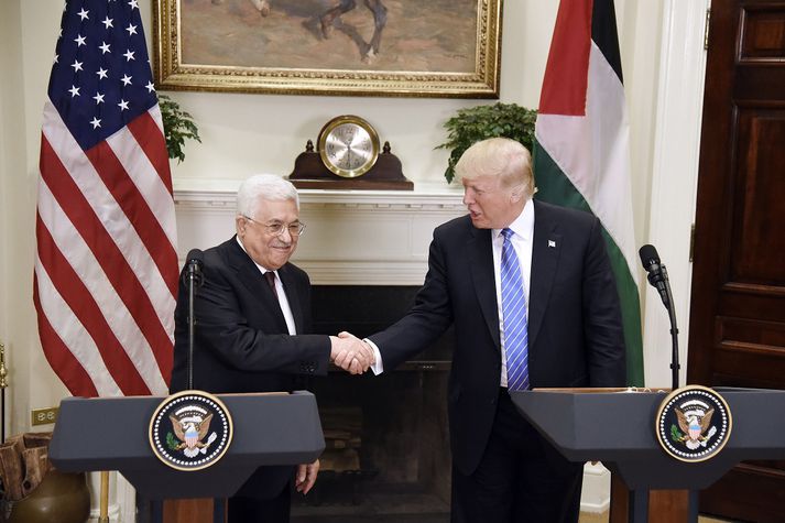 Það fór vel á með þeim Abbas og Trump í dag.