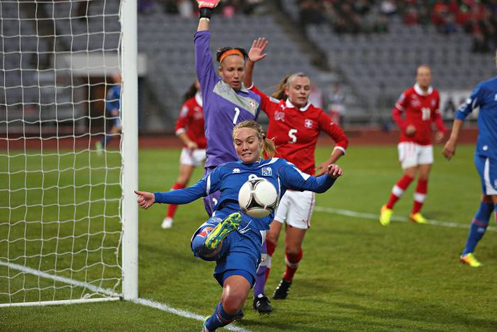 Margrét Lára Viðarsdóttir bað sjálf um skiptingu í fyrri hálfleik.