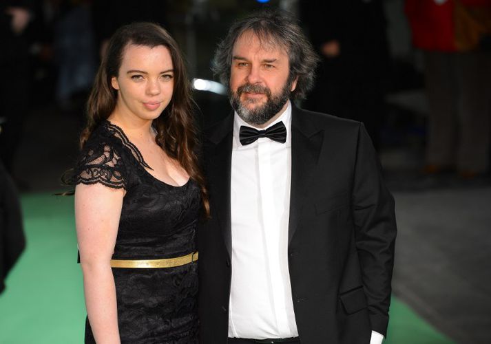 Peter Jackson, leikstjóri Hobbitans, ásamt Katie dóttur sinni.