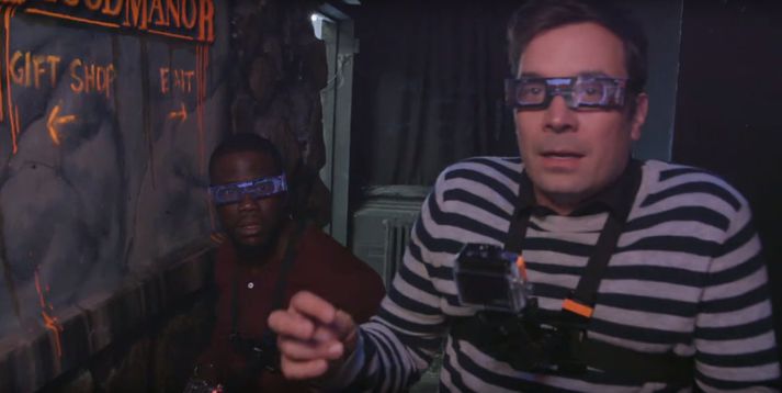 Jimmy Fallon og Kevin Hart fóru saman í draugahús. Niðurstaðan er stórskemmtileg.