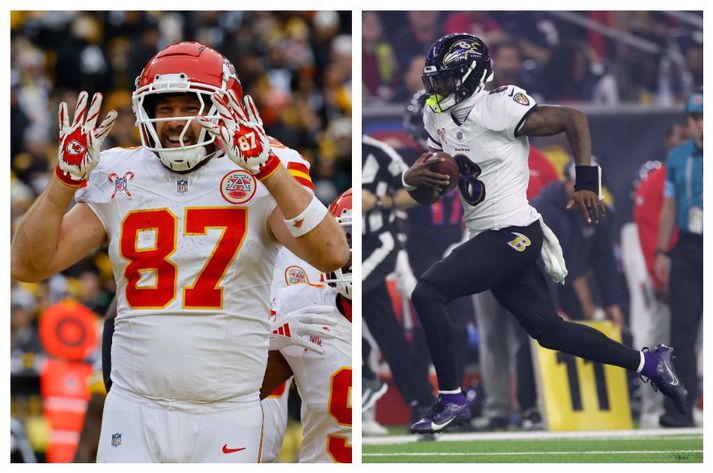 Travis Kelce greip þúsundustu sendinguna og Lamar Jackson sló met Michael Vick.