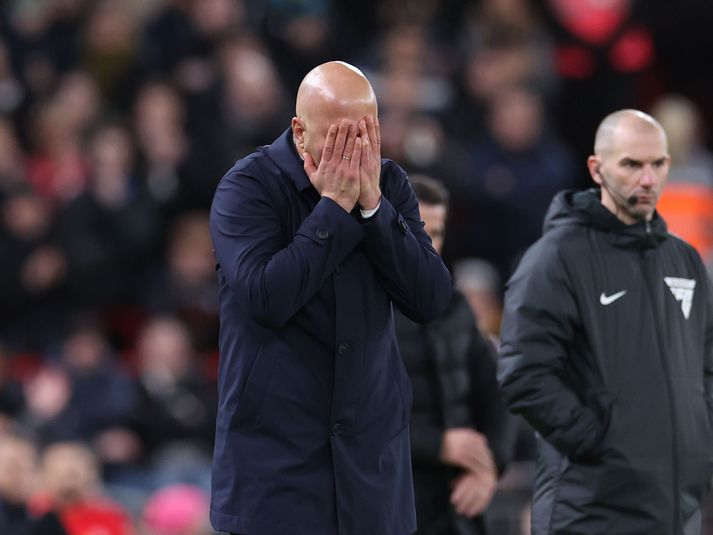 Það var líf og fjör í leik Liverpool og Fulham í dag og Arne Slot gat ekki leynt vonbrigðum sínum í leikslok.