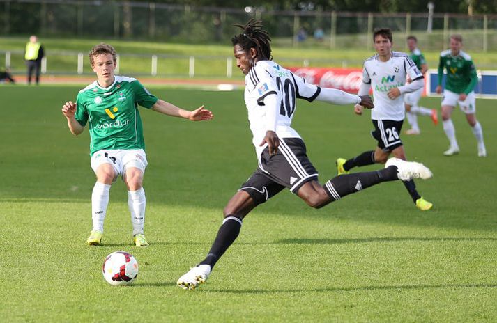 Kassim Doumbia og Höskuldur Gunnlaugsson verða að öllum líkindum í eldlínunni í Kaplakrika í kvöld.