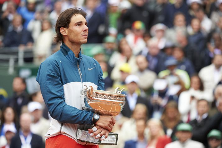 Rafael Nadal eftir sigurinn á Roland Garros.