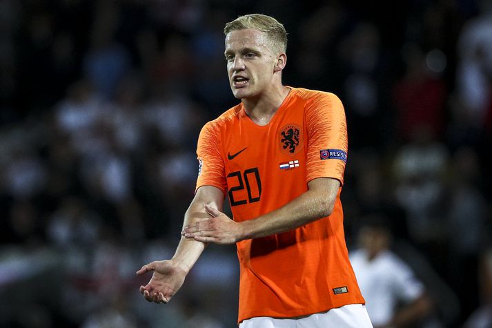 Donny van de Beek í leik með Hollandi í úrslitum Þjóðadeildarinnar.