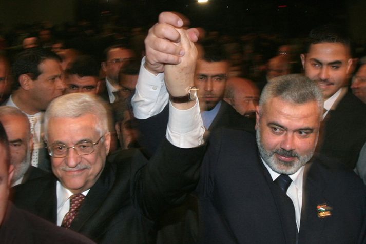 Mahmoud Abbas, forseti Palestínu, og Ismail Haniyeh, forsætisráðherra. Mynd/AP