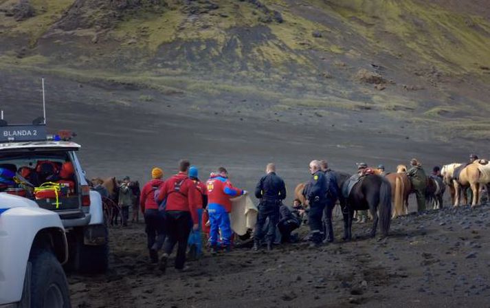 Bjarga þurfti konunni af hálendinu síðasta sumar.