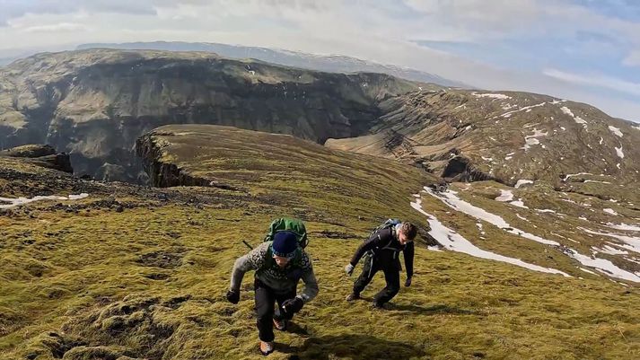 Þeir félagar lentu í miklu ævintýri í förinni upp Lómagnúp.