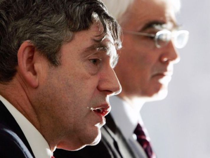 Breski forsætisráðherrann, Gordon Brown, sést hér með fjármálaráðherranum, Alistair Darling.