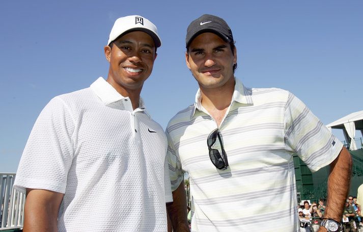 Tiger og Federer eru miklir félagar.