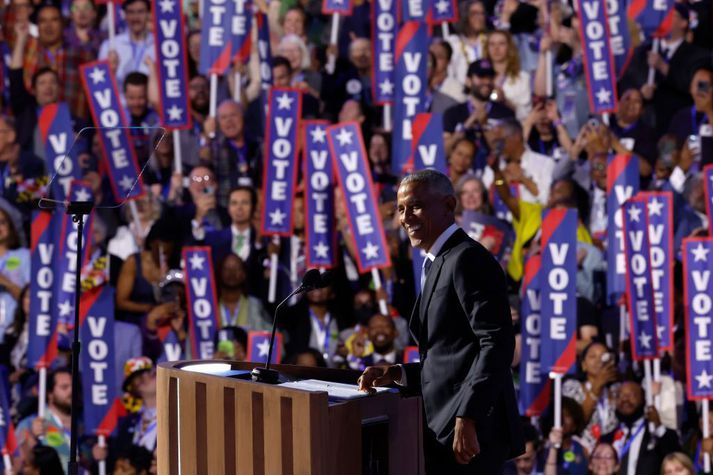 Obama fór mikinn á landsþingi Demókrata í sumar við mikinn fögnuð viðstaddra.