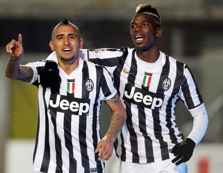 Arturo Vidal og Paul Pogba, leikmenn Juventus