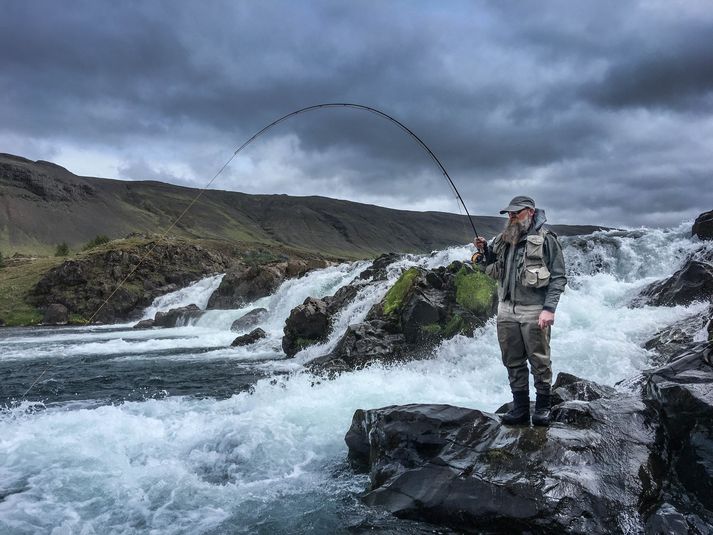 Tekist á við lax í Laxá í Kjós.