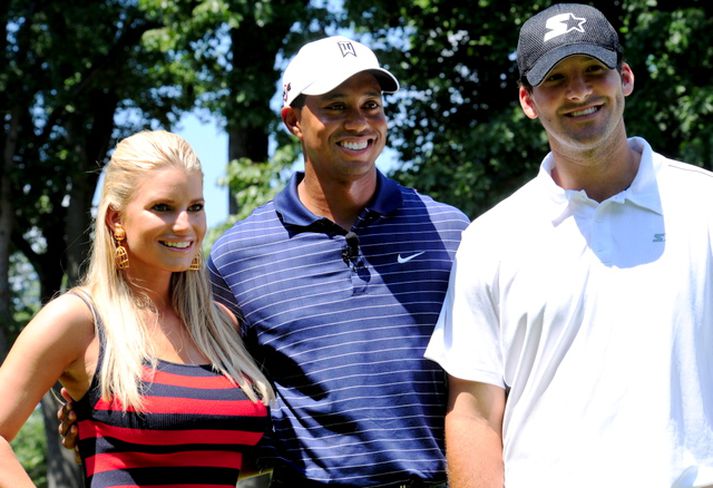 Romo með Jessicu og Tiger Woods á meðan allt lék í lyndi.